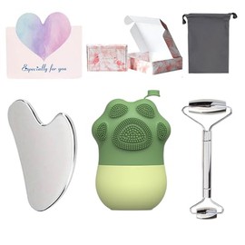 Un Accesorio Facial para Aplicar Hielo, Iluminar el Cutis y limpiar el Rostro, Que Incluye una Bolsa de Almacenamiento Gris y una Bonita Tarjeta de Fe
