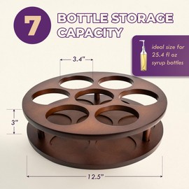 Fibottah Coffee Syrup Organizer with Protective Pad – Coffee Bar Accessories and Organizer – Durable & Robust Syrup Rack with 360° Rotation – 100% Bamboo – Easy to Assemble – 3.4” x 3” x 12.5”