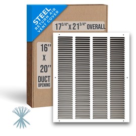 Fits 16x20 Duct Opening | Steel Return Air Grille by Handua | Vent Cover Grill for Sidewall and Ceiling | White | HVAC Cold Air Intake Grille | Outer Dimensions: 17.75"W X 21.75"