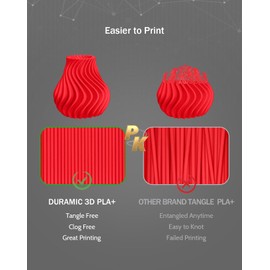 DURAMIC 3D DURAMIC 3D PLA+ Filament 1.75mm 1Kg Rouge Red, PLA Plus Filament 1Kg Spool(2.2lbs) Tougher and Stronger, Dimensional Accuracy Probability +/- 0.02mm