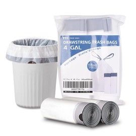 4 Gallon Trash Bags, 40 Count Drawstring Garbage bags, Thickened Unscented Wastebasket Liners for Bathroom Bedroom Office