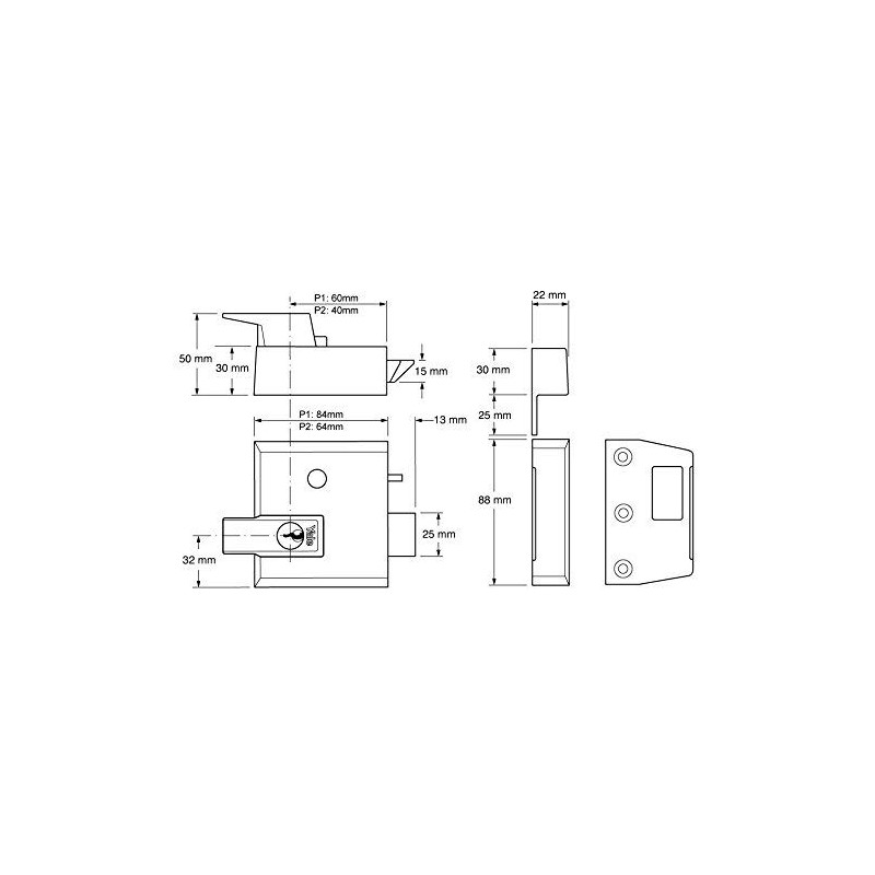 Yale B-2-BLX-PB-40 Double Locking Internal Security Lock with Key