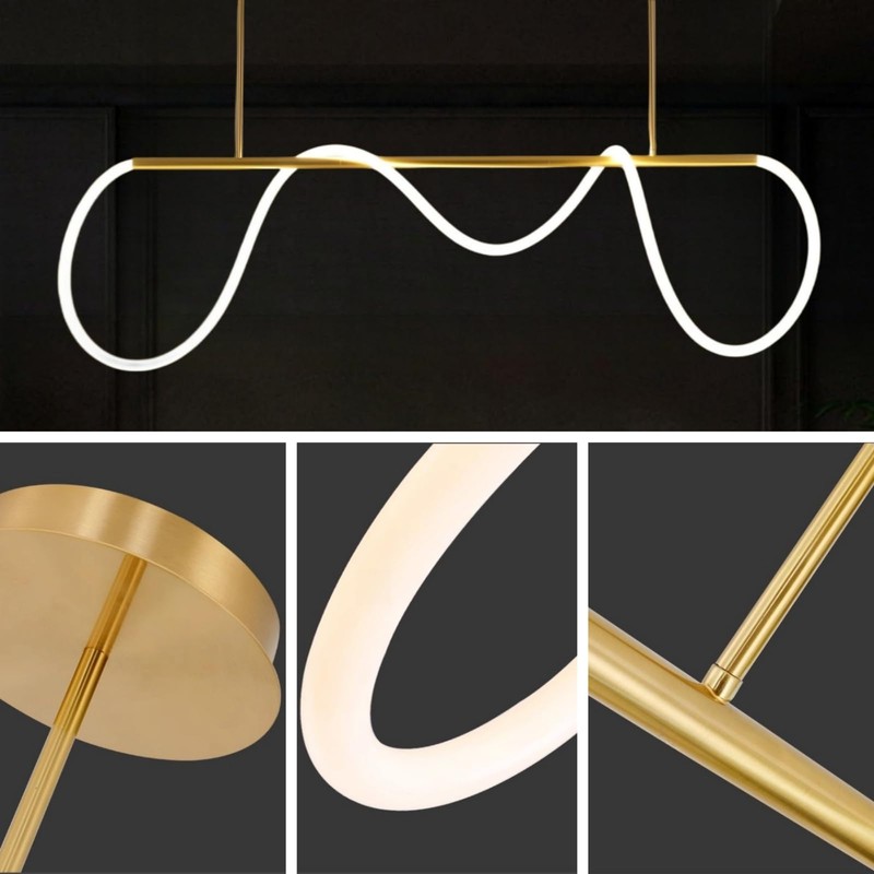 FBFC Modern LED Linear Pendant Light, DIY 59 inch Gold