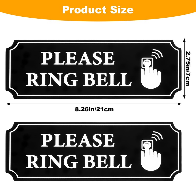 Molain 2PCS Please Ring Bell Sign, Self-Adhesive Ring Doorbell Sign