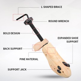 Vivva 2 Way Wooden Shoe Stretchers, 1 Pair of Wooden Shoe Trees Adjustable Length & Width,Premium Professional Shoe Shaper Unisex Expander with 4 Bunion Plugs for Men and Women-EU:38-41