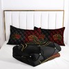 AILONEN Black and Red Comforter Set,King and Queen Printed Crown
