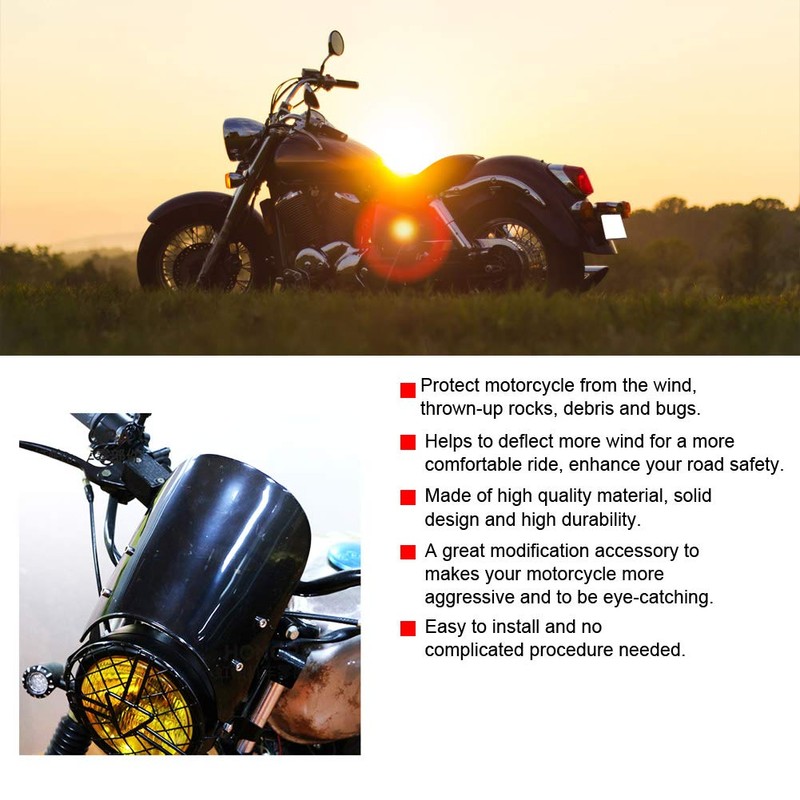 FTVOGUE Motorcycle Windshields, Safe Universal Motorcycle Windshield Wind Deflector, Retro