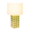 Creative Co-Op Green Grid Stoneware Table Lamp with Linen Shade