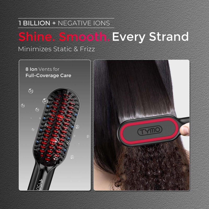 TYMO Hair Straightener Brush - Upgraded Ionic Compact Straightening Brush