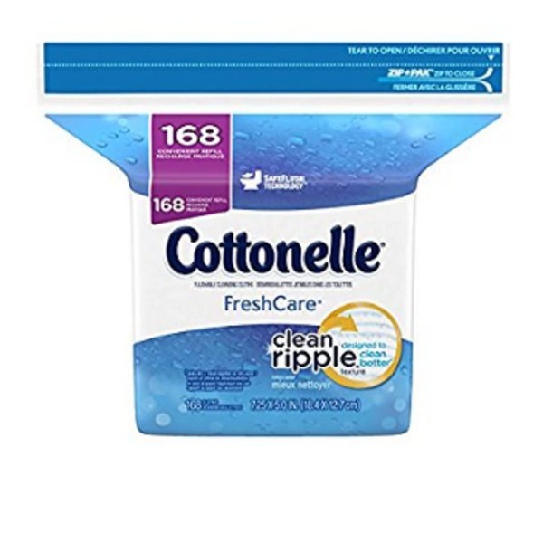 Cottonelle Fresh Care Flushable Moist Wipes Refill, 168ct (Pack of 2)