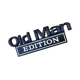 2pcs Metal Old Man Edition Emblem 3D Badge Fit for Universal Car Truck SUV Side Rear Front Hood Trunk Door Decal Sticker (Black White)