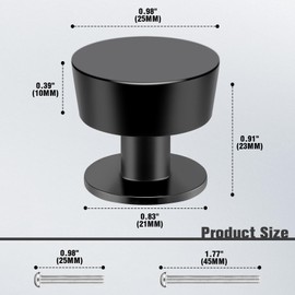 Tauno 10Pack Kitchen Cabinet Knobs Single Hole Kitchen Cabinet Handles, Solid Round Drawer Knobs and Pulls for Bathroom Cabinets, Matte Black Dresser Knobs Zinc Alloy Cabinet Hardware