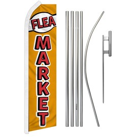 Infinity Republic - Flea Market Banner Swooper Flag & Pole Kit - Perfect for Businesses, Markets, Flea Markets, Stores, etc!