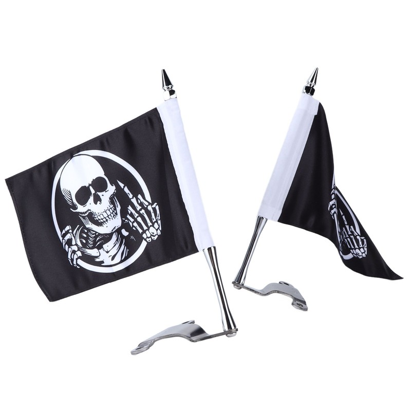 Trunk Lid Flagpole Mount Kit with Skull Flag L R
