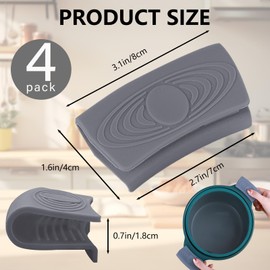 BangBoom 2 Pair Gray Silicone Assist Hot Handle Holder, Pan Skillet Cast Iron Handle Cover Heat Resistant, Non-Slip Kitchen Pot Handle Grips Sleeve Protectors for Frying Tray Griddles Cookware (Gray)