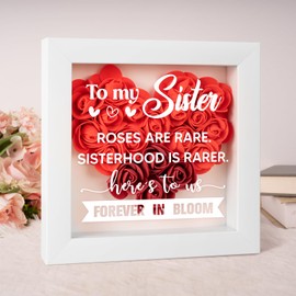 Sister Birthday Gifts, Sister Gifts, Pamper Gifts for Women, Ideal Presents for Graduation Christmas Moving, Unique Shadow Boxes Eternal Flower Roses
