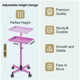 Salon Tray Tattoo Tray Salon Cart for Hair Stylist Salon Trolley Cart with Wheels Salon Rolling Tray-Purple