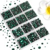 6736pcs Hotfix Rhinestones Flatback,Green Rhinestones for Crafts Clothes Mixed 5