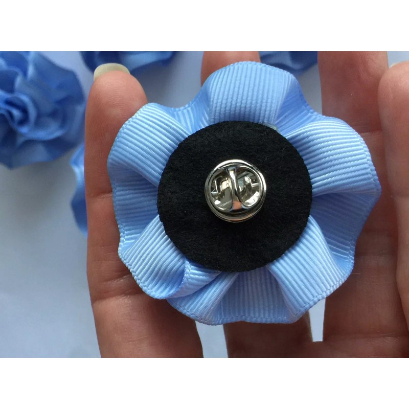 Unbranded Carnation Shaped Lapel Stud Pin - Cornflower Blue Ribbon