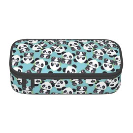 Aoojanu Cute Cartoon Panda Bamboo Large Pencil Case, Pencil Pouch With Zipper Compartments Stationery Pencil Bag For Kids Teens Students School Supplies