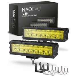 NAOEVO 6 Inch Light Bar, 50W 3400LM LED Driving Lights, Spot & Flood Combo Light, LED Fog Lights - LED Offroad Lights for Trucks/Cars/Boat/ATV/UTV, 2 Pcs (Yellow&Green)