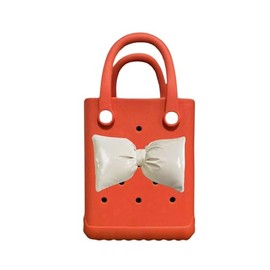 Lopqix Mini Rubber tote bag, Rubber Beach Tote, Lightweight Washable Tote for Beach Pool Travel (Orange)