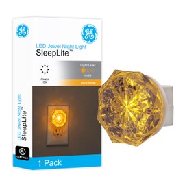 GE SleepLite Jewel LED Night Light, Plug-in, Always On, Amber, UL-Certified, Energy Efficient, Ideal Nightlight for Bedroom, Bathroom, Nursery, Hallway, Kitchen, 11291