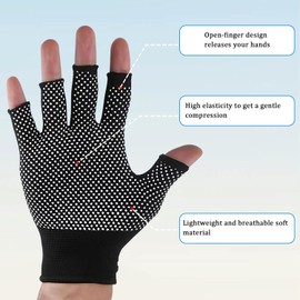 L0famy Fingerless Work Gloves 2 Pairs, Fingerless Gloves Non Slip Grip | Half Finger Gloves Breathable Lightweight Fitness Cycling Motorcycle Gloves for Construction Work, Outdoor Sports Activities