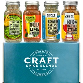 Craft Spice Blends Happy Hour Seasoning 4-Pack Gift Set - Top Shelf Spices Raising the Bar on Flavor - Spice Blends for Beef, Chicken, Fish and More - Father's Day, Birthday, Anniversary - All Natural, Crafted in the USA