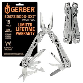 Gerber Gear 30-001364N Suspension-NXT, cuchillo multiherramienta 15 en 1, alicates de punta de aguja cuchillo de bolsillo con clip de bolsillo, equipo EDC, acero