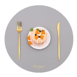 LQICAI Round Placemats Set of 6 Table Place Mats of 4 Washable Heat Resistant PVC Dining Mat for Spring Gray 4pcs