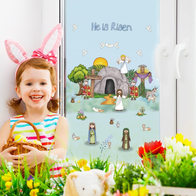 Generic Easter Window Decals, 5 Sheets, Multicolor, Classic Style, PVC