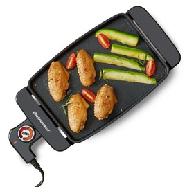 Elite Gourmet EGR8152 Electric 9.75" x 7" Personal Compact Griddle, Cool-touch Handles Non-Stick Surface, Removable/Adjustable Thermostat, Black