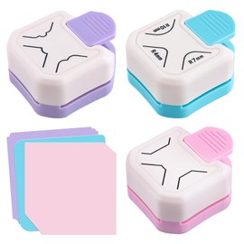 LEONTOOL 3Pcs Paper Corner Rounder, (R4mm+R7mm+R10mm) 3 Way Beauty Shape Corner Punch, Chamfer Tag Punch, Paper Edge Cutter for Papers Crafts DIY Projects, Laminate, Photo, Cardstock, Scrapbooking