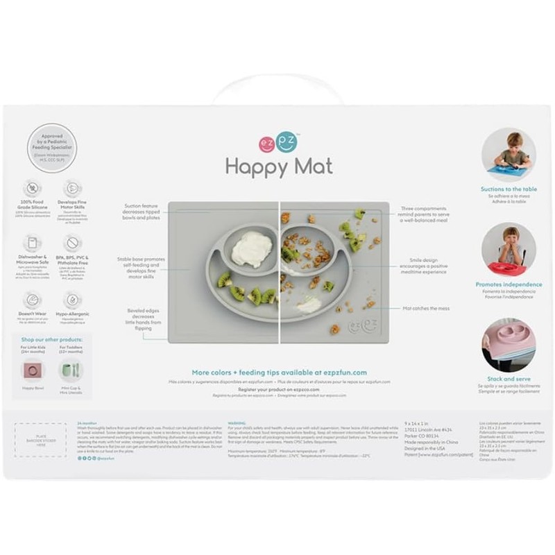 ez pz Happy Mat Plato Autoadherible de Silicón para Bebé,
