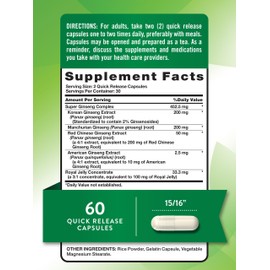 Nature's Truth Nature's Truth Super Ginseng Complex | 60 Capsules | with Royal Jelly | Non-GMO & Gluten Free Supplement