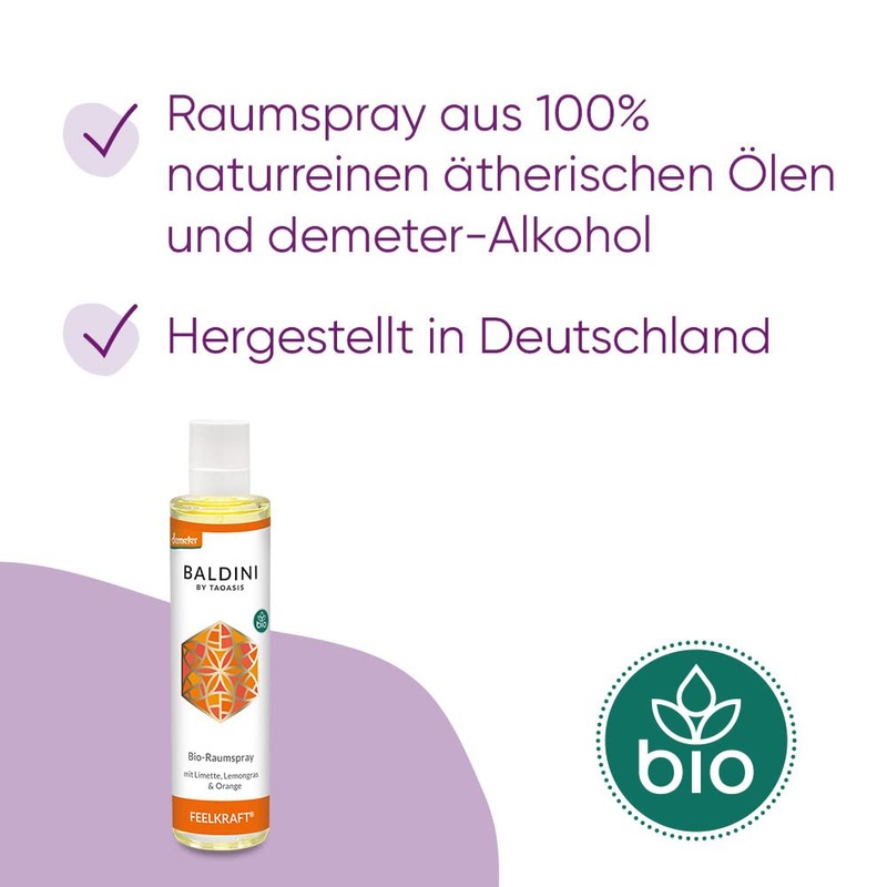 Baldini - Feelkraft BIO-Raumspray aus 100% naturreinen Rohstoffen, demeter, 50