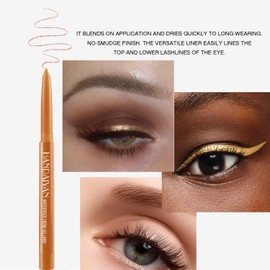 JIMYAUQIN High-Pigmented Waterproof Eyeliner Pencil - Retractable, Easy to Use, Smudge Proof, and Rich in Color for All Occasions (Champagne)