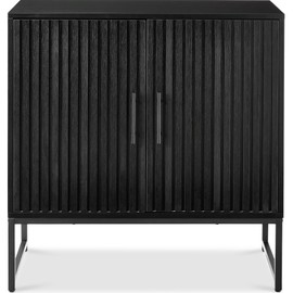 Best Choice Products Slatted Sideboard Buffet Cabinet, Entryway Table, Accent Storage Cabinet, Console Table for Hallway, Living Room, Dining Room – Black