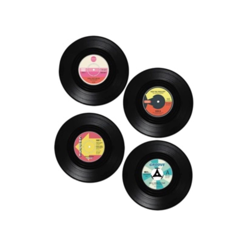 makio Coaster Set of 4 Round Wooden Coasters in Black