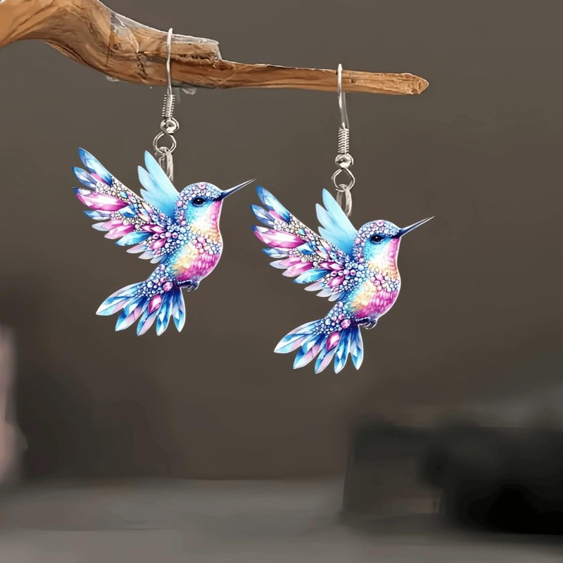 Hummingbird Necklaces for Women Colorful bird Jewelry (Colorful2)