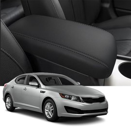 Blazeray for Kia Optima 2016-2020 Auto Center Console Armrest Box Cover Anti-Scratch Waterproof Leather Central Armrest Protector Pad Interior Decoration Accessories(Black with Black Stitches)