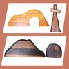 Easter Empty Tomb Scene with Cross Decor Statue Wooden Nativity