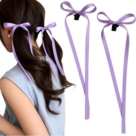 Magami Ribbon Hair Clip, Hair Ornament, For Weddings, School Entrance Ceremonies, Birthdays, Women's, For Children (Purple, 2 Pieces)