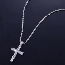 SDA Shine Bright with Our AAAAA Zircon Gold Plated Cross Necklace - Gift for Women's Birthdays! (Style 2, White Gold)