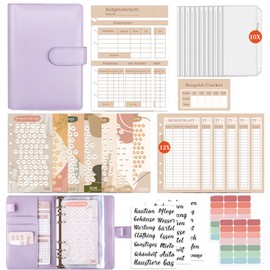 FUHOMI A6 Binder Budget Planner German - Saving Challenge Budget Planner, Financial Planner Household Book, Money Organiser, Savings Book for Money with Envelope Method