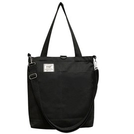 VEAGIA Tote Bag, Canvas, Shoulder Bag, A4, Large Size, Canvas Shoulder Bag, Solid, For Travel, Canvas Unisex, Black--Backpack