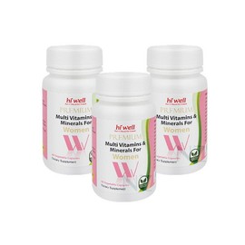 [Hiwell] Premium Multivitamin &amp; Mineral for Women 60 Veggie Capsules 3ea / [하이웰] 프리미엄 멀티비타민 & 미네랄 For 여성 60베지캡슐 3개