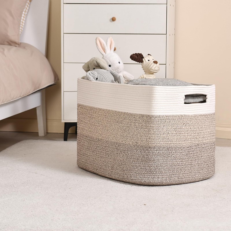 ICERZCZ Extra Large Blanket Basket Living Room, Rectangle Storage Basket,
