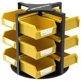 UNITEDPOWER Rotating Storage Bins, Tool Organizer, Hardware Crafts, Small Parts, Nuts and Bolts, Revolving 12 Bins Storage for Workshop, Shed, Garage, Home